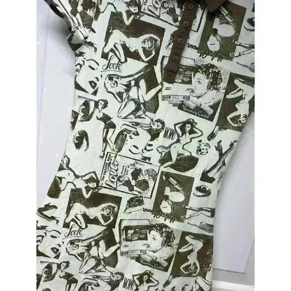 Urban Outfitters Hazel Printed Polo Mini Dress In Brown Multi Size XS 50s Retro - Picture 7 of 10